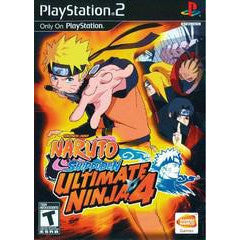 PlayStation 2 game case for 'Naruto Ultimate Ninja 4' with characters on the cover.