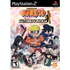 Naruto Ultimate Ninja game cover for PlayStation 2 with characters and logos.