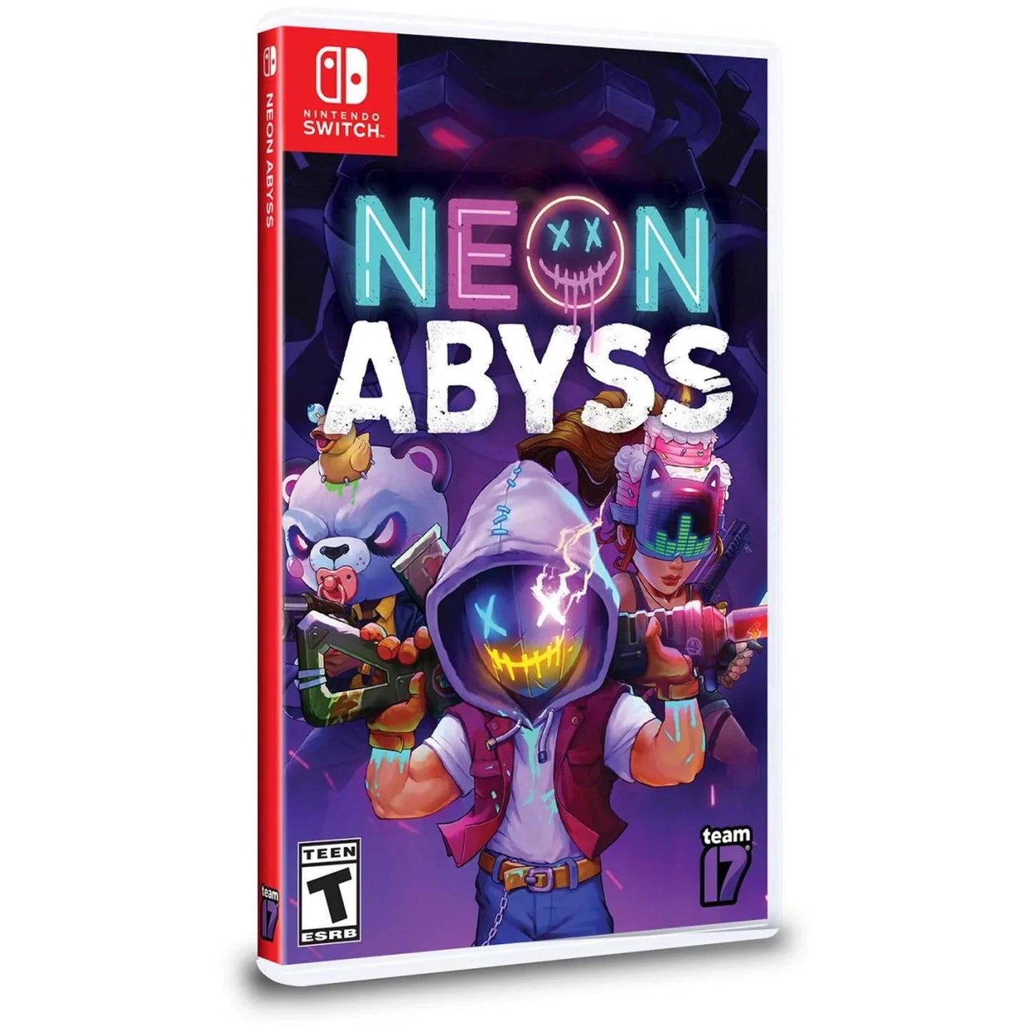 Neon Abyss game box for Nintendo Switch on a white background