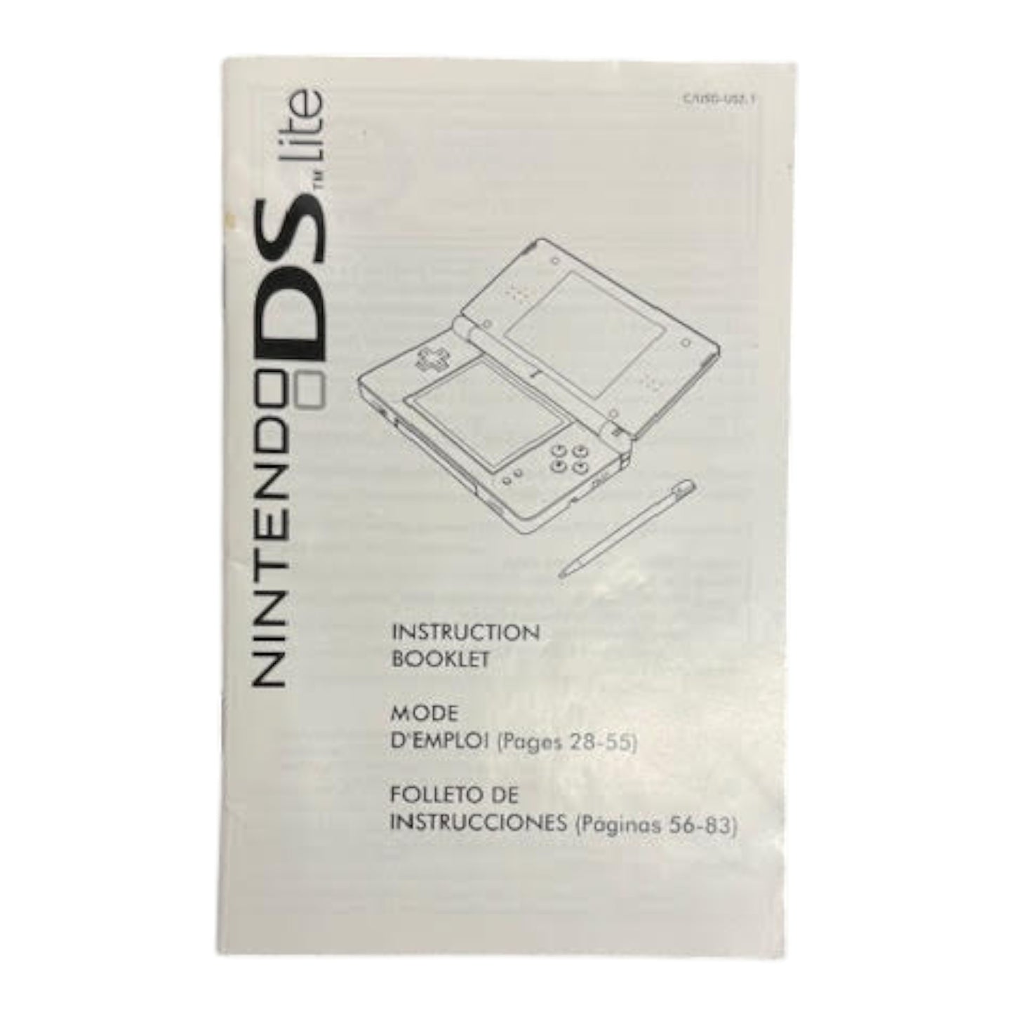 Instruction booklet for Nintendo DS Lite on a white background