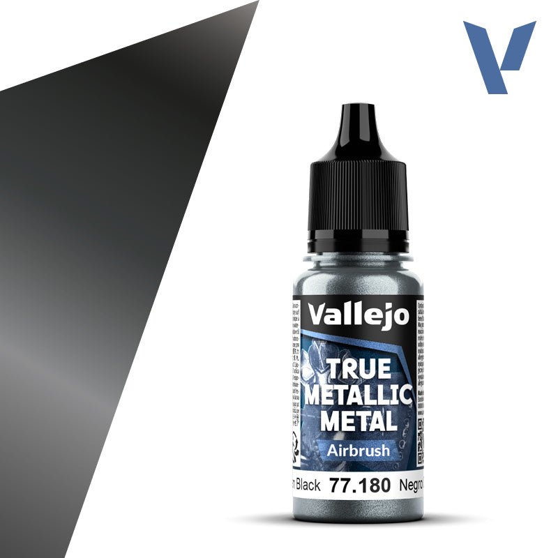 Vallejo - True Metallic Metal: Single Bottles – Obsidian Black System 18ml