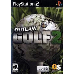 Game cover of 'Outlaw Golf 2' for PlayStation 2 with a golf ball and club on a white background.