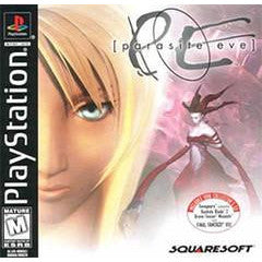 PlayStation game cover for 'Parasite Eve' with a character and spider illustration.
