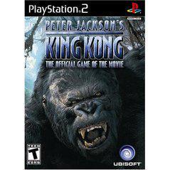 Game cover for 'Peter Jackson's King Kong' on PlayStation 2 with a gorilla face.