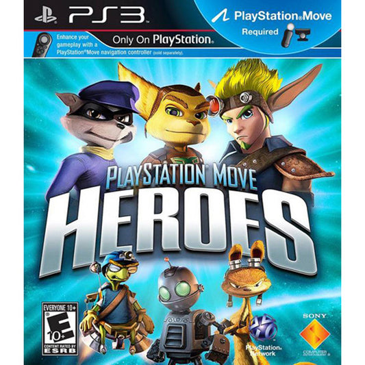 PlayStation Move Heroes game cover with animated characters on a blue background