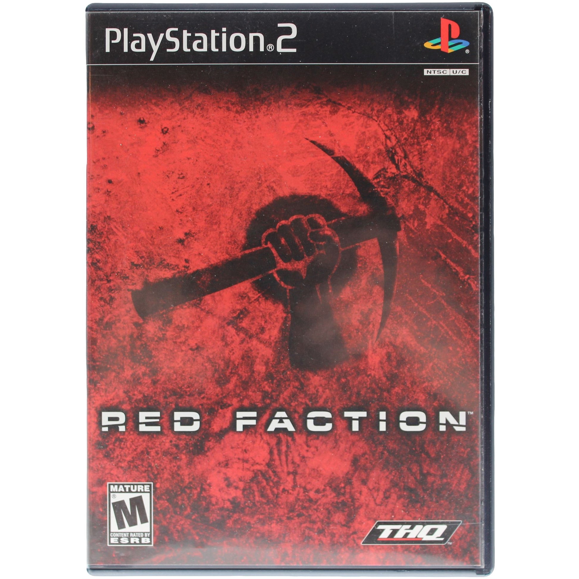 PlayStation 2 game case for 'Red Faction' with red and black design.