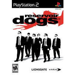 Box art for 'Reservoir Dogs' video game on PlayStation 2 with six characters in suits.
