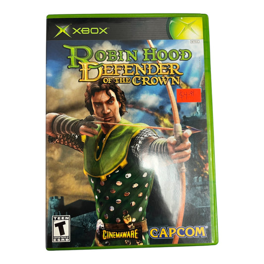 Xbox game cover for 'Robin Hood: Defender of the Crown' with Robin Hood holding an arrow.
