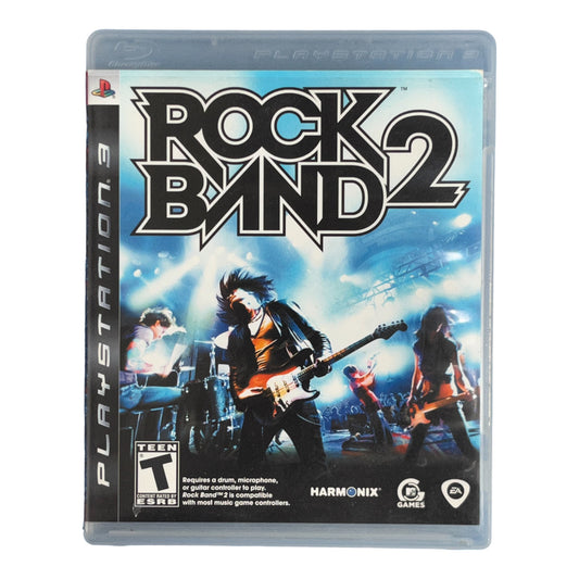 PlayStation 3 game case for 'Rock Band 2' with band members on a white background