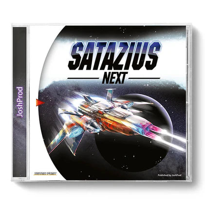 CD cover of 'Satazius Next' with a spaceship design on a black background