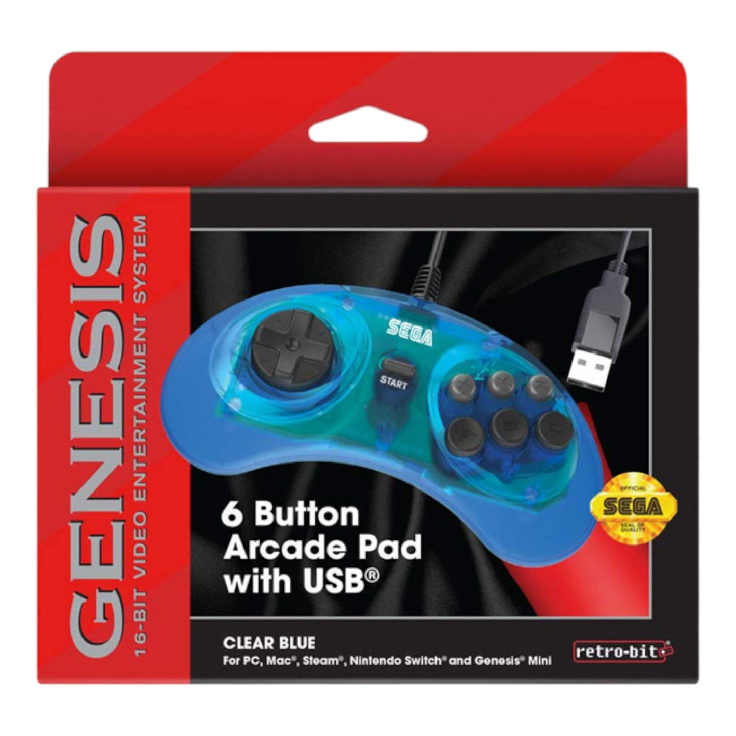 Sega Genesis Controller for PC/Mac/Steam/PS3/Switch/Genesis Mini