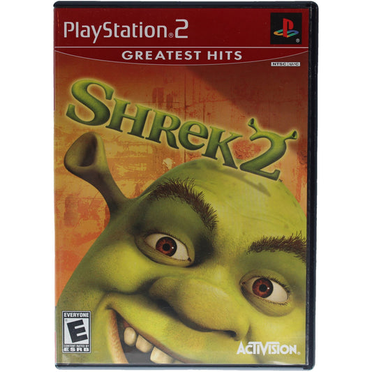 PlayStation 2 game cover for 'Shrek 2' under 'Greatest Hits'.