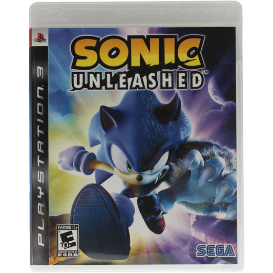 PlayStation 3 game case for 'Sonic Unleashed' with Sonic the Hedgehog on the cover.
