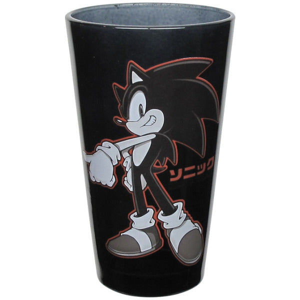 Sonic the Hedgehog Red & Black Outline Pint Glass 16 Oz