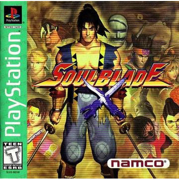 Soulblade game cover for PlayStation with a character holding a sword and other characters in the background.