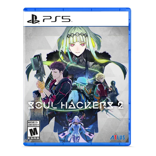 PS5 game case for Soul Hackers 2 featuring illustrated characters from the game.
