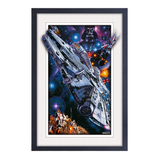 Star Wars Millenium Falcon 11″x17″ Faux Matte Framed Print (Glass)