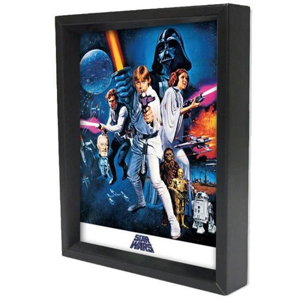 Star Wars poster with characters in a black frame