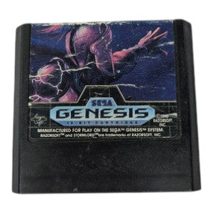 Sega Genesis game cartridge with a character in a dynamic pose on a blue background