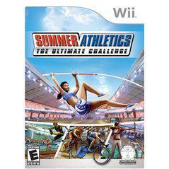 Wii game box for 'Summer Athletics: The Ultimate Challenge' with athlete in mid-air and track in background.