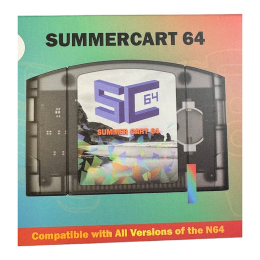 SummerCart 64 cartridge packaging with colorful design and text.