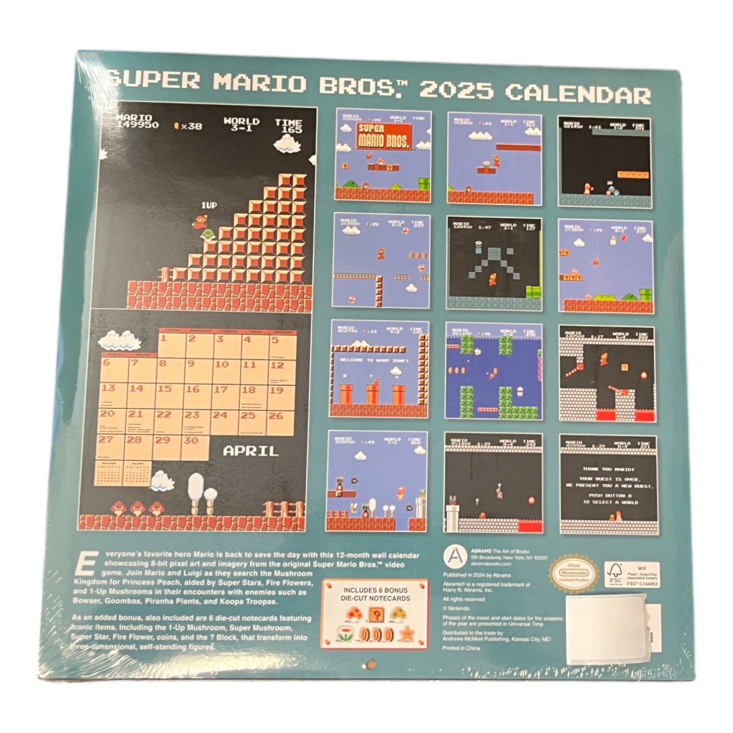 Super Mario Bros. 2025 Wall Calendar with Bonus Notecards