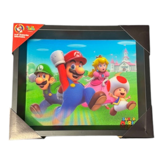 Super Mario - Mario, Luigi, Princess Peach, Toad - 3D Lenticular Shadowbox Art