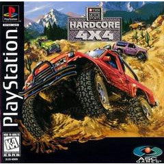 PlayStation game cover for 'Hardcore 4x4' with off-road vehicles on a mountainous landscape.