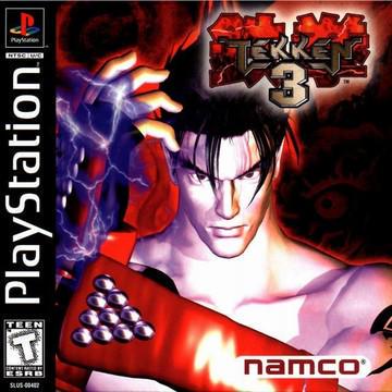 PlayStation game cover for 'Tekken 3' featuring a character with a red and black design.
