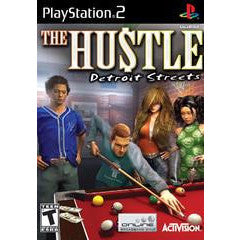 Game cover for 'The Hustle: Detroit Streets' on PlayStation 2 with characters around a pool table.