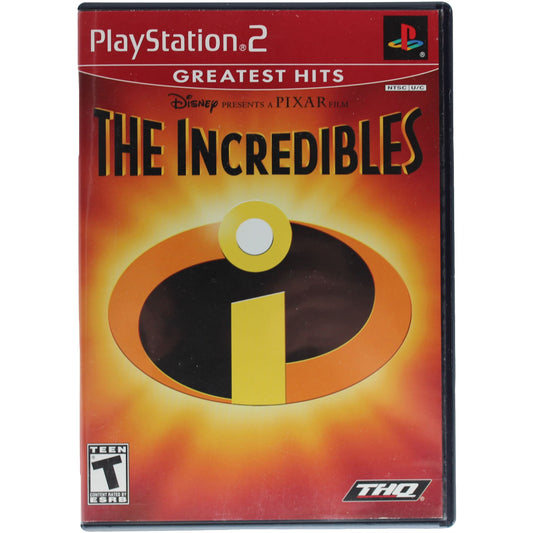 PlayStation 2 game case for 'The Incredibles' with red and orange design.