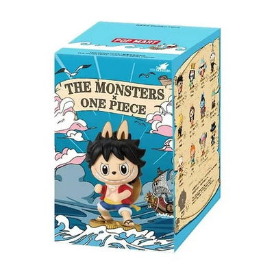 Box packaging of 'The Monsters One Piece' with character illustration on a blue background