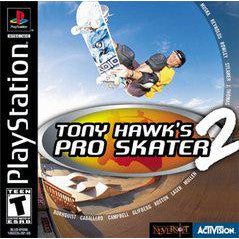 Cover of 'Tony Hawk's Pro Skater' for PlayStation with a skateboarder in mid-air.