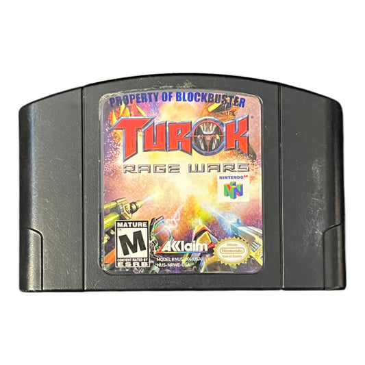 Turok: Rage Wars game cartridge for Nintendo N64 on a white background
