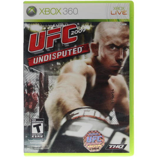 UFC Undisputed game cover for Xbox 360 with a fighter's face on the front.