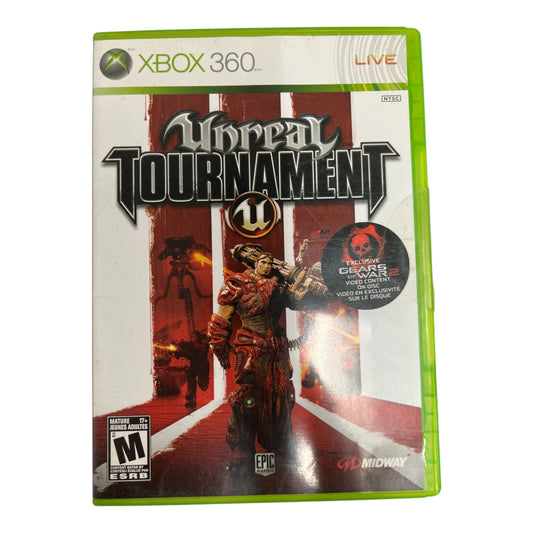 Xbox 360 game case titled ' Unreal Tournament' with character illustration on a white background.