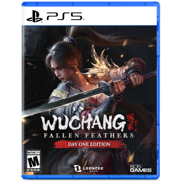 PS5 game case for 'Wuchang: Fallen Feathers' with a warrior character on the cover.