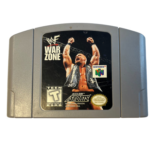 WWE War Zone game cartridge for Nintendo 64 on a white background
