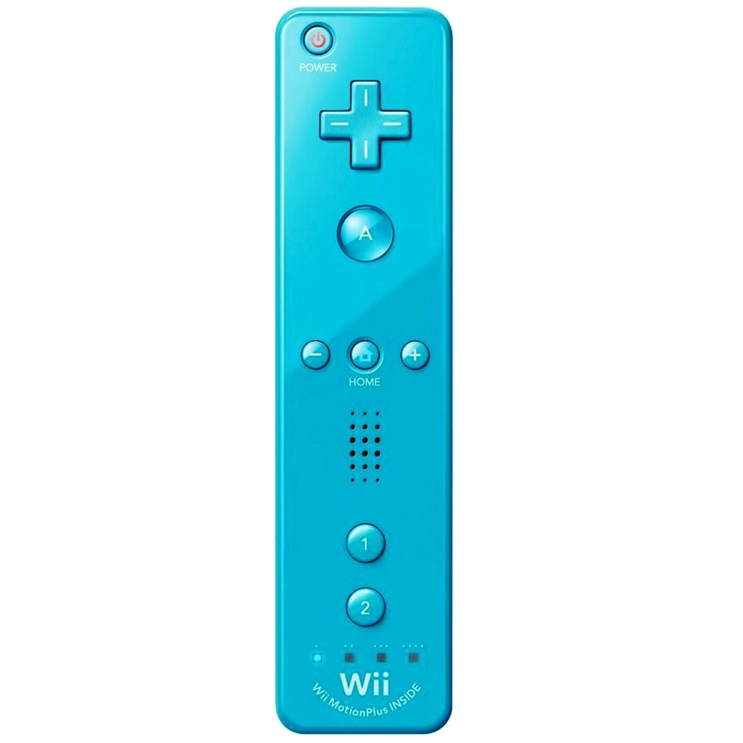 Blue Wii remote control on a white background