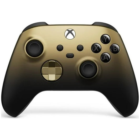 Gold and black gaming controller with Xbox logo on a white background