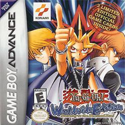 Game Boy Advance game case for 'Yu-Gi-Oh! The Dark Side of Dimensions' with characters and Konami logo.