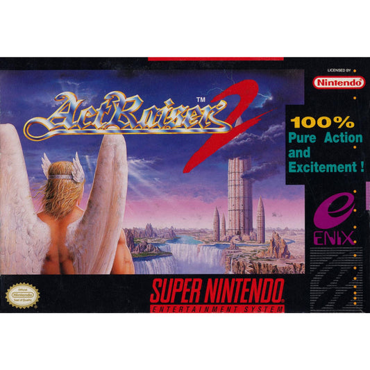 Super Nintendo Entertainment System game cover for 'Aleirover 2' with angelic figure and cityscape.