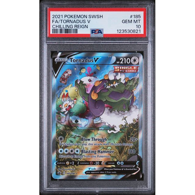 2021 Pokémon Chilling Reign Tornadus V Full Art #185 PSA 10