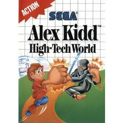 Vintage video game cover for 'Alex Kidd High-Tech World' by Sega