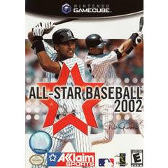 GameCube game cover for 'All-Star Baseball 2002' featuring two baseball players and a star design.