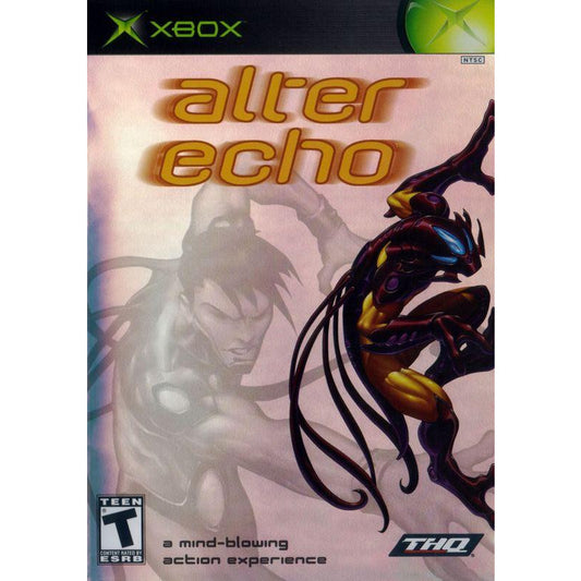 Cover of 'alter echo' game for Xbox with characters and THQ logo.