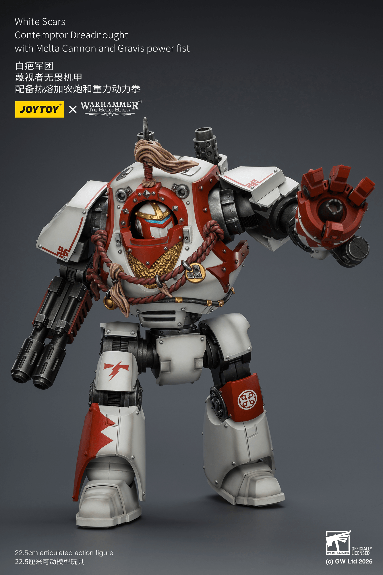 JOYTOY - White Scars Contemptor Dreadnought with Melta Cannon and Gravis power Fist