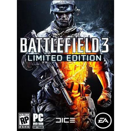 Cover of 'Battlefield 3 Limited Edition' with a soldier holding a gun on a dark background.