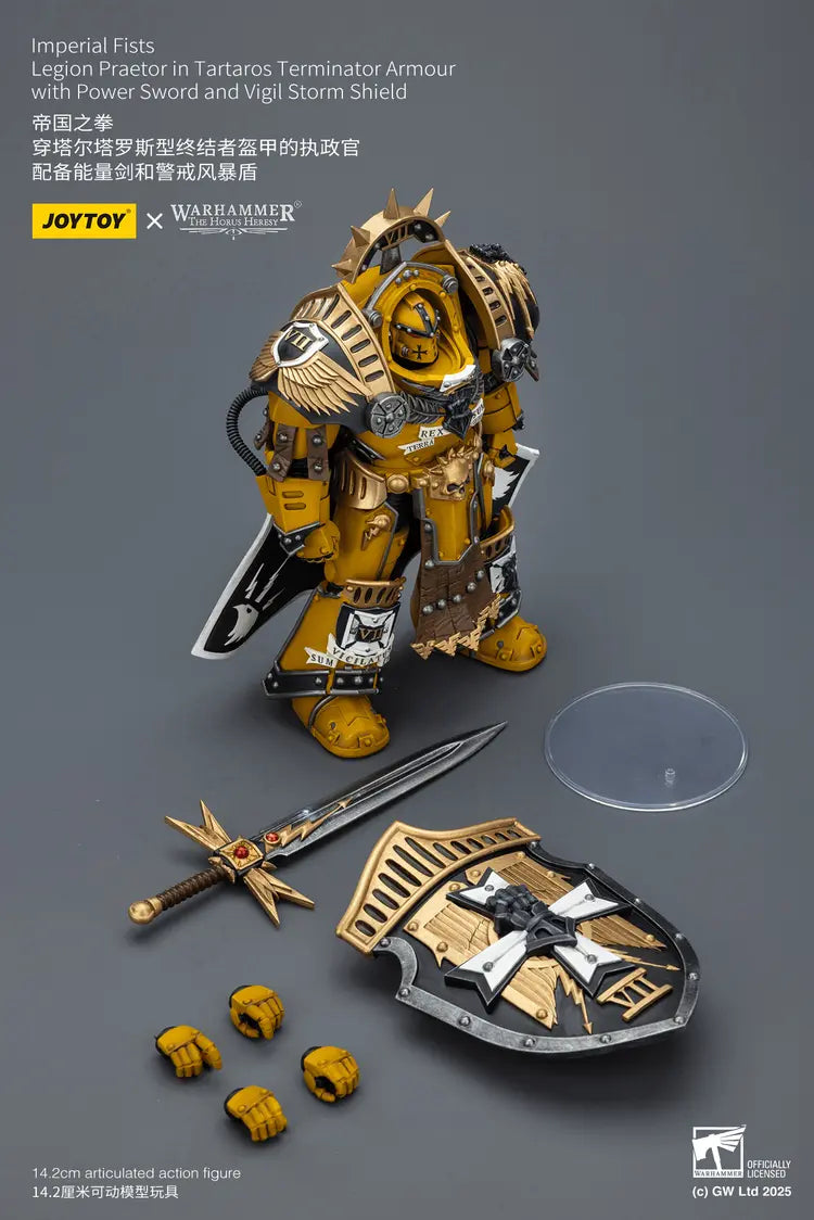 JOYTOY - Imperial Fists Legion Praetor in Tartaros Terminator Armour with Power Sword and Vigil Storm Shield (PRE-ORDER RELEASES JUNE)