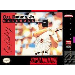 Super Nintendo game cover featuring Cal Ripken Jr. in a baseball uniform.